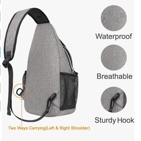 💐Mosiso Sling Backpack Crossbody Bag Grey - Picture 10 of 11